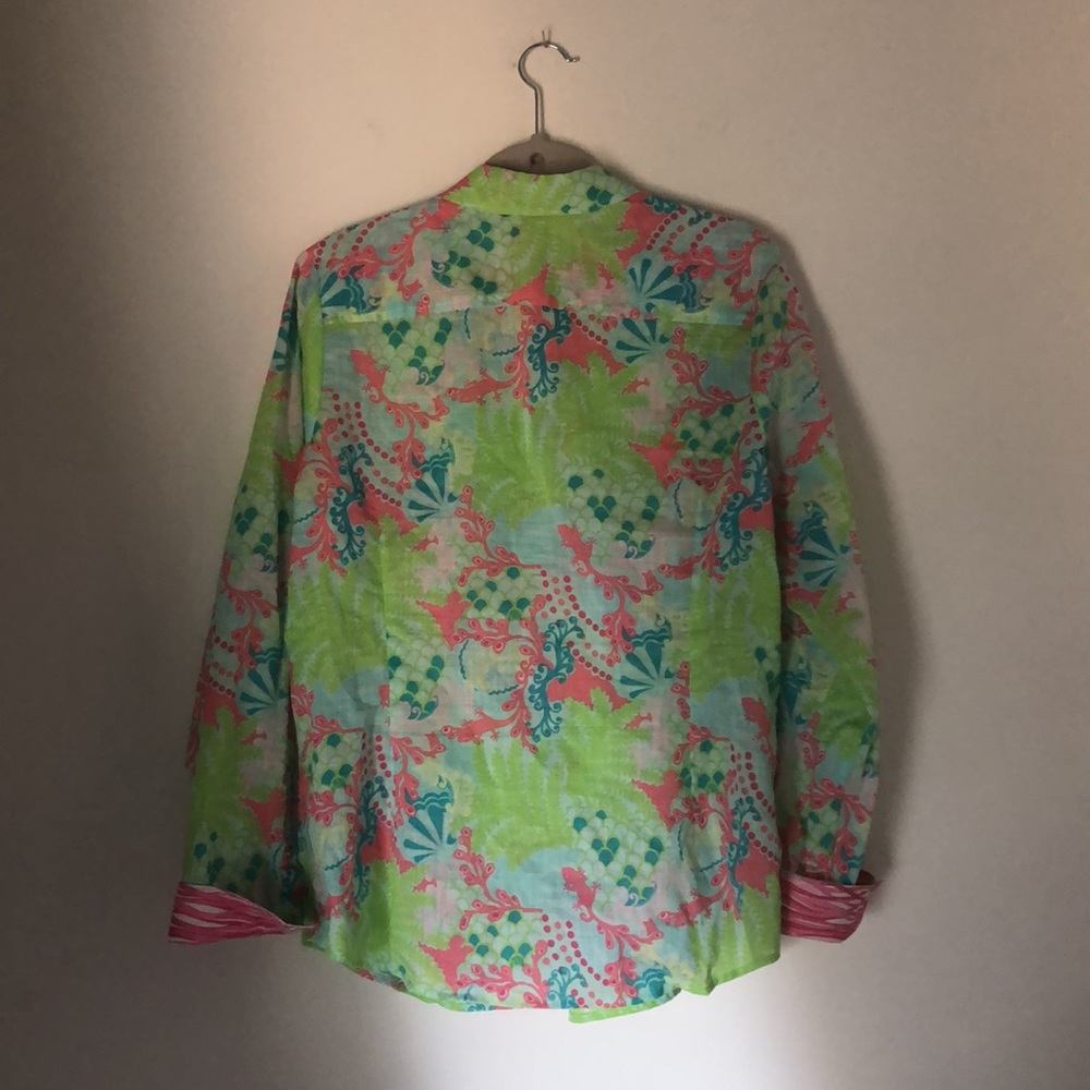 Lilly Pulitzer Button Up Long Sleeve Shirt sz16 - Picture 5 of 8